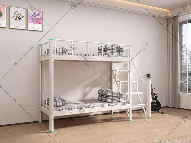 学校宿舍床批发定制：上下铺铁床厂家直销报价(图2)